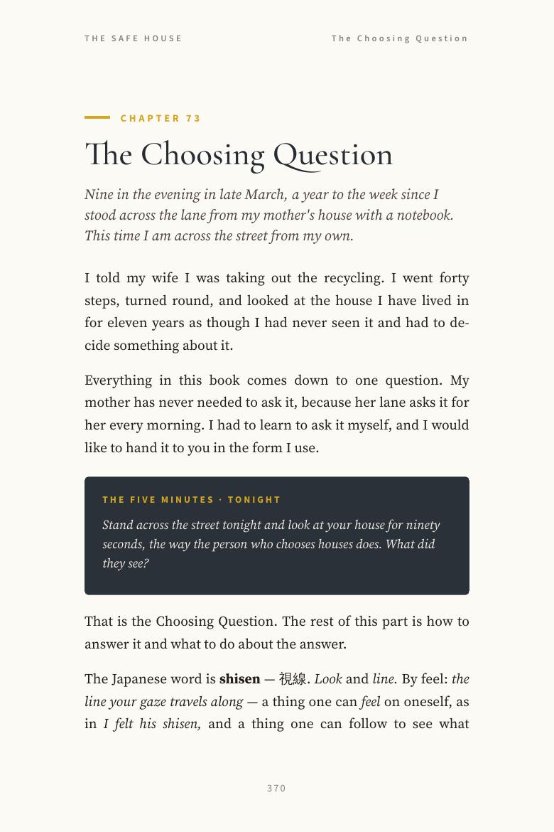 Chapter 73, The Choosing Question